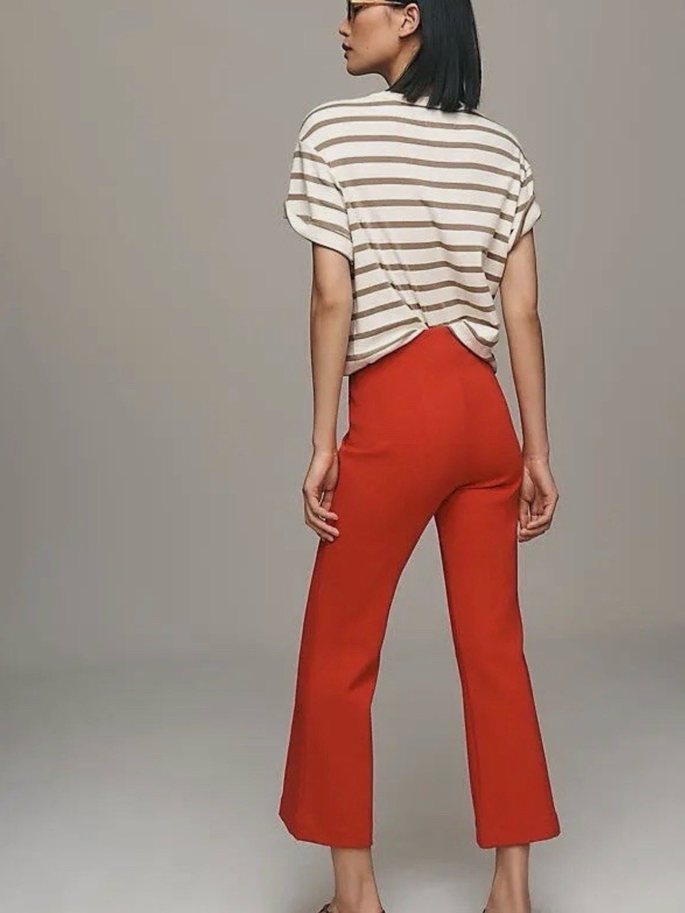 Maeve | Anthropologie | Margot Kick Flare Cropped Pants in Red | Sz L - Picture 3 of 8